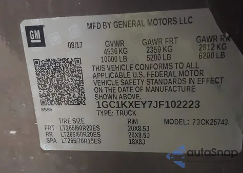 2018 Chevrolet Silverado 2500Hd High Country из США, поврежденный, VIN 1GC1KXEY7JF102223